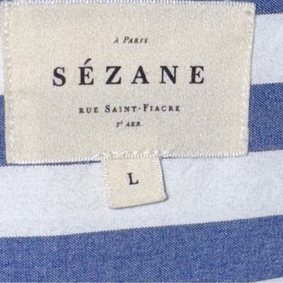 Sezane Maxine Shirt Dress Blue/White Stripe Sz Large Nautical Beachy - Picture 8 of 14